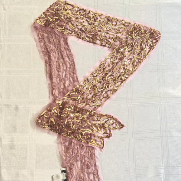 Early 2000 New Lulu Guinness pink scarf with gold sequences - Picture 3 of 3